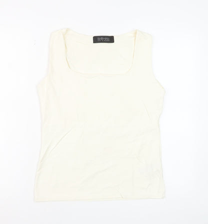Zara Women Ivory Basic Sleeveless Tank Top L