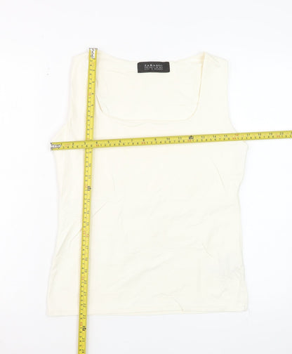 Zara Women Ivory Basic Sleeveless Tank Top L