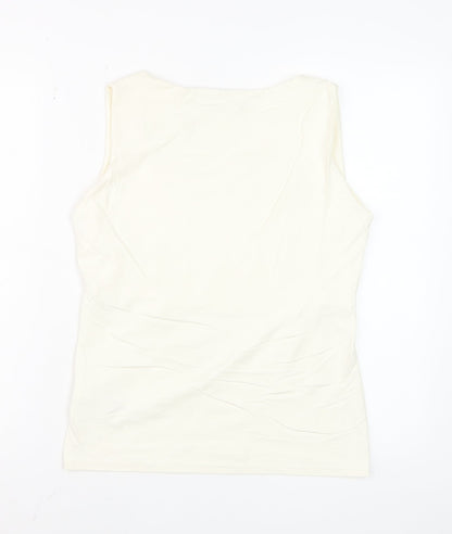 Zara Women Ivory Basic Sleeveless Tank Top L