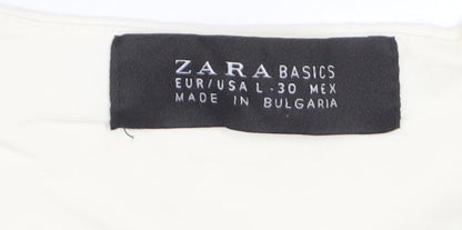 Zara Women Ivory Basic Sleeveless Tank Top L