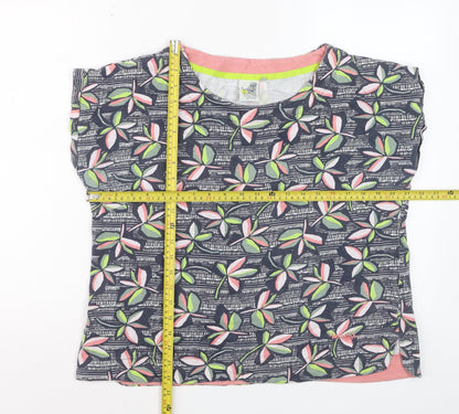 Weird Fish Womens Multicoloured Floral Cotton T-Shirt Size 16