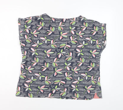 Weird Fish Womens Multicoloured Floral Cotton T-Shirt Size 16