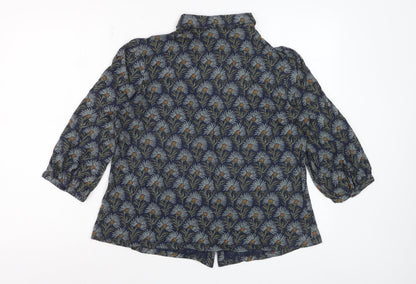 Seasalt Cornwall Women's Blue Floral 3/4 Sleeve Cotton Blouse UK 12