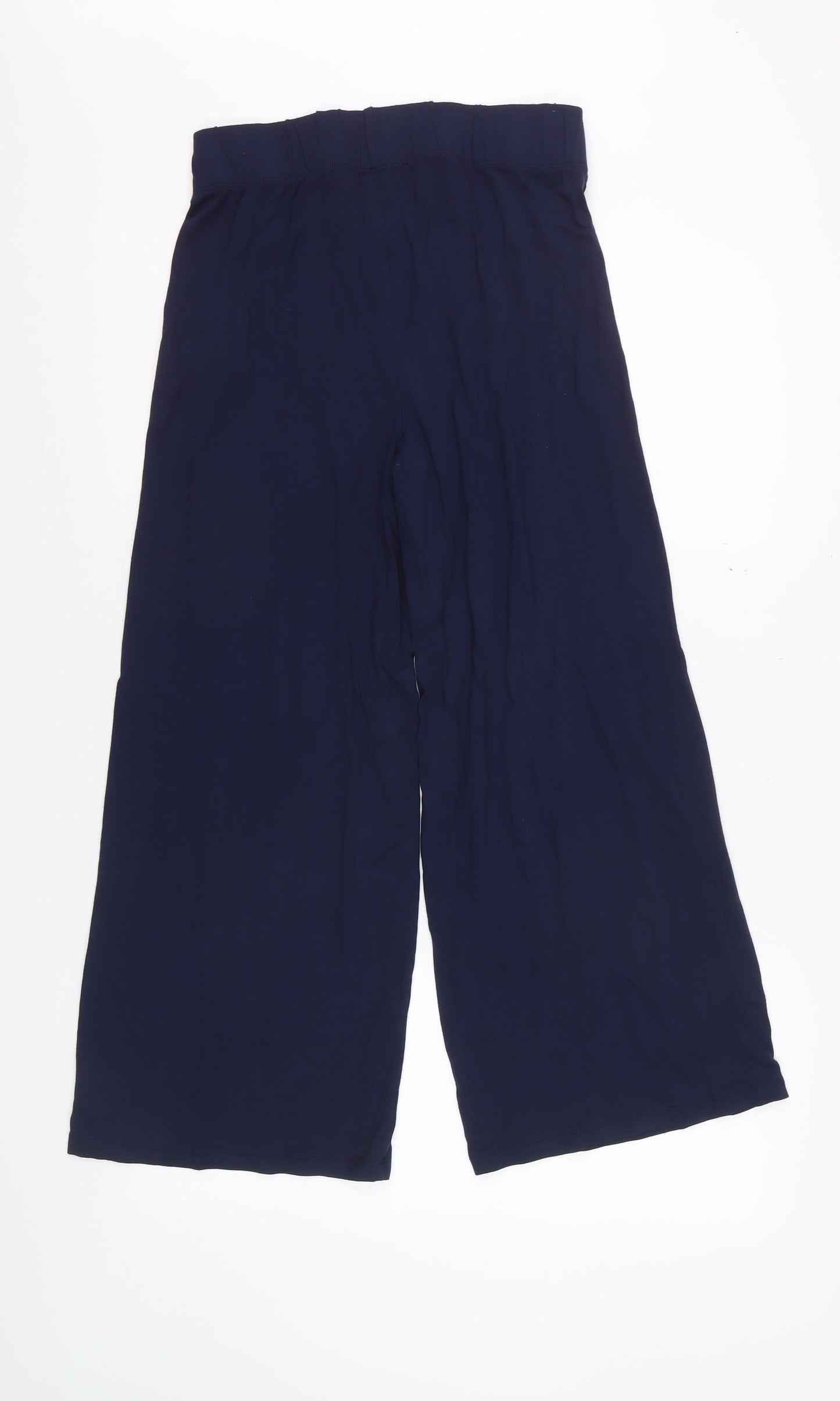 Marks and Spencer Women Navy Blue Size 10 Wide-Leg Cropped Trousers