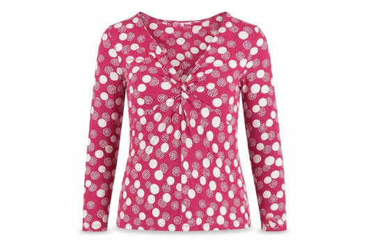 Laura Ashley Women’s Red Polka Dot V-Neck Long Sleeve Tunic Top Size 10
