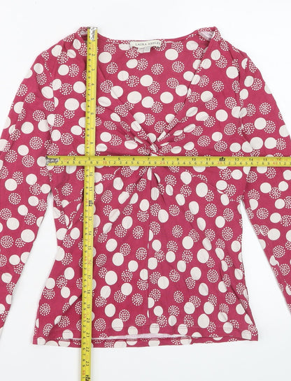 Laura Ashley Women’s Red Polka Dot V-Neck Long Sleeve Tunic Top Size 10