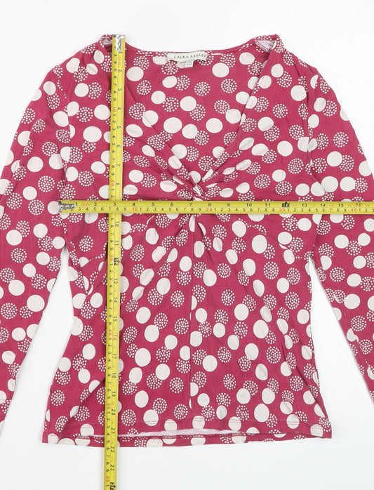 Laura Ashley Women’s Red Polka Dot V-Neck Long Sleeve Tunic Top Size 10
