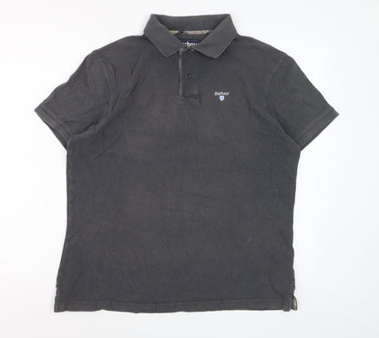 Barbour Men's Grey Cotton Classic Short Sleeve Polo Shirt L