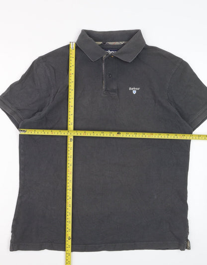 Barbour Men's Grey Cotton Classic Short Sleeve Polo Shirt L