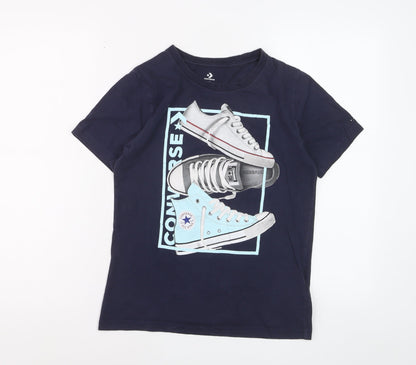 Converse Boys Blue Graphic Logo T-Shirt Size 10-12 Years Casual Top