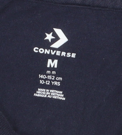 Converse Boys Blue Graphic Logo T-Shirt Size 10-12 Years Casual Top