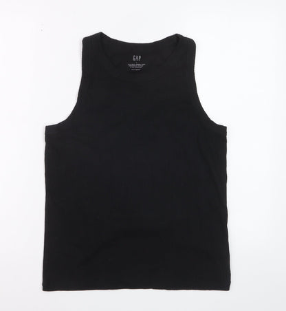 GAP Women's Black High Neck Ribbed Tank Top Size L