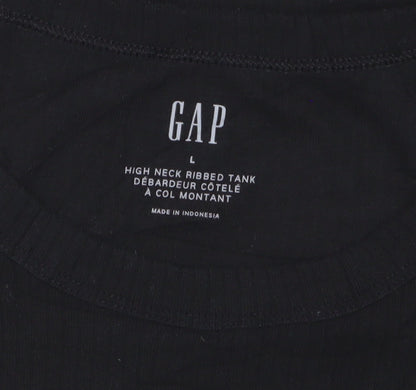 GAP Women's Black High Neck Ribbed Tank Top Size L