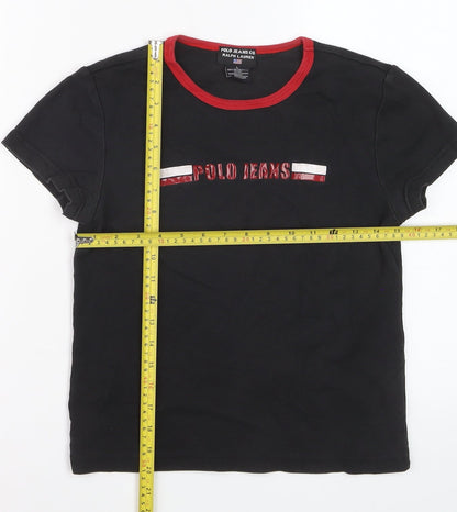 Ralph Lauren Polo Jeans Co Women's Black Ringer T-Shirt Size L