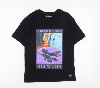 Marks and Spencer Boys Black Harry Potter Hogwarts Graphic T-Shirt 9-10 Years