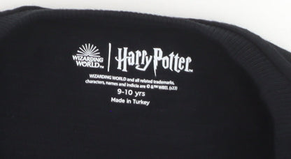 Marks and Spencer Boys Black Harry Potter Hogwarts Graphic T-Shirt 9-10 Years