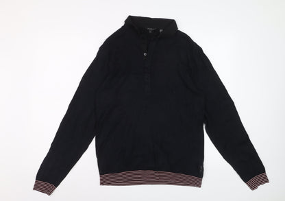 Ted Baker Men's Black Long Sleeve Polo Size L Cotton Blend