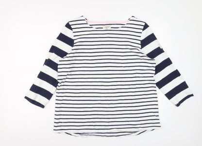 Joules Women’s Navy White Striped 3/4 Sleeve Cotton Nautical T-Shirt Size 16