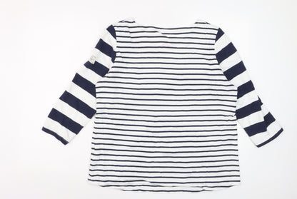 Joules Women’s Navy White Striped 3/4 Sleeve Cotton Nautical T-Shirt Size 16