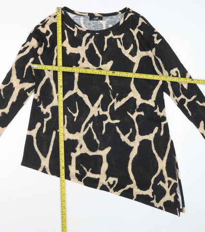 Wallis Women’s Beige Animal Print Long Sleeve Tunic Blouse Size S