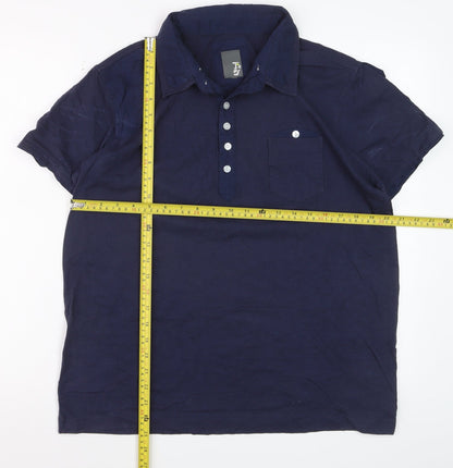 Tokyo Laundry Men's Blue Cotton Short Sleeve Polo Shirt - Size M