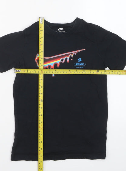 Nike Boys Black Graphic Logo T-Shirt 8-9 Years Short Sleeve Sports Tee