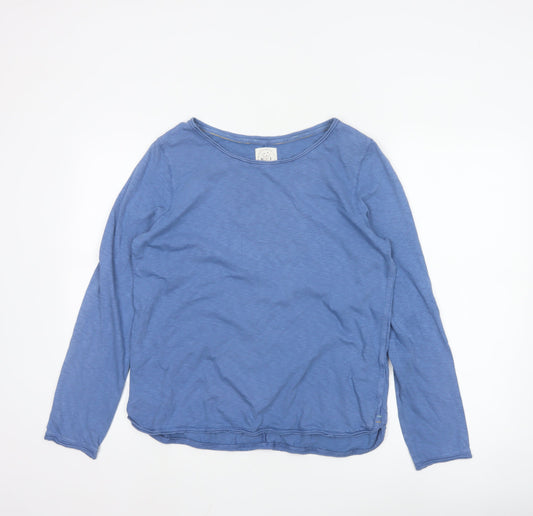 White Stuff Women Blue Cotton Long Sleeve Basic T-Shirt UK 12