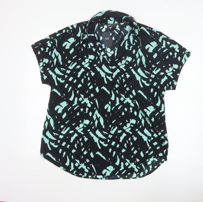 Marks and Spencer Women Blue Abstract Short Sleeve Blouse Size 12