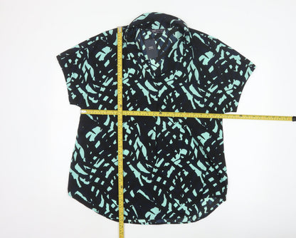Marks and Spencer Women Blue Abstract Short Sleeve Blouse Size 12