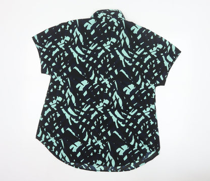 Marks and Spencer Women Blue Abstract Short Sleeve Blouse Size 12