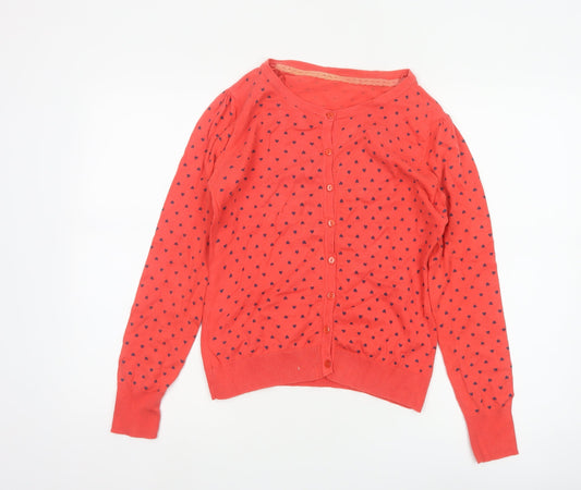 St. Bernard Women's Red Heart Pattern Button Cardigan Size 12