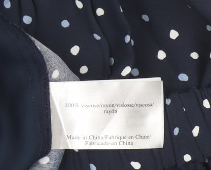 Laura Ashley Womens Blue Polka Dot Viscose Trousers Size 12