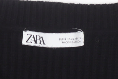 ZARA Women Black Sleeveless Knit Vest Jumper Size S