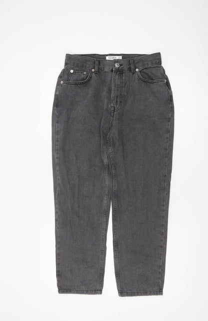 Pull&Bear Women Grey Mom Jeans Size 10 High Rise Cotton Denim