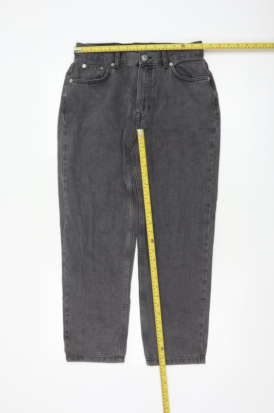 Pull&Bear Women Grey Mom Jeans Size 10 High Rise Cotton Denim