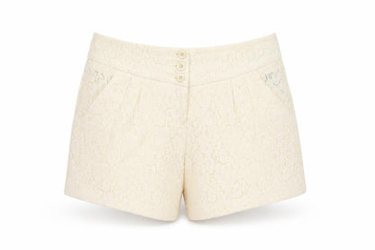 Warehouse Women’s Ivory Lace Chino Shorts Size 12