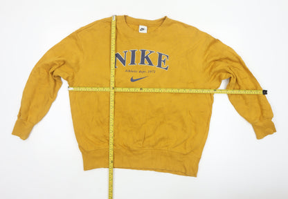 Nike Men's Yellow Pullover Crew Neck Logo Sweatshirt Size S