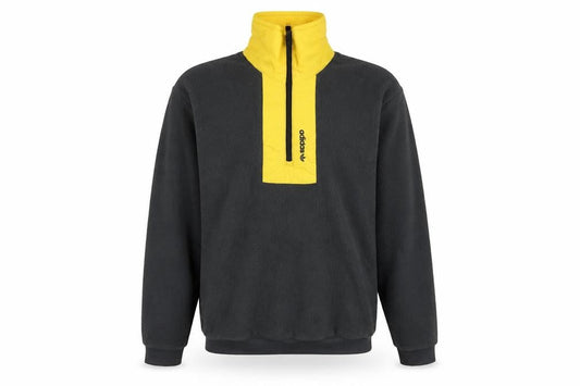 Front view of adidas Men's Black Yellow Fleece 1/4 Zip Pullover Sweatshirt S