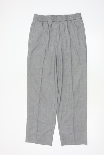 Next Women’s Grey Elastic Waist Pleated Straight Trousers Size 12L