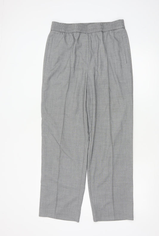 Next Women’s Grey Elastic Waist Pleated Straight Trousers Size 12L