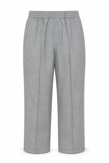 Next Women’s Grey Elastic Waist Pleated Straight Trousers Size 12L