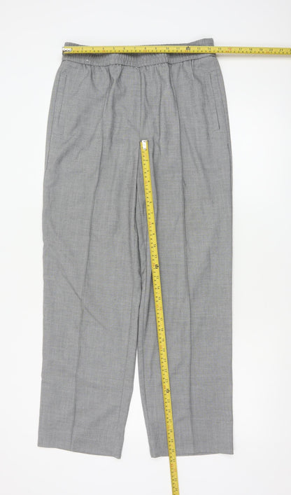 Next Women’s Grey Elastic Waist Pleated Straight Trousers Size 12L
