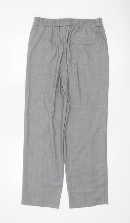 Next Women’s Grey Elastic Waist Pleated Straight Trousers Size 12L
