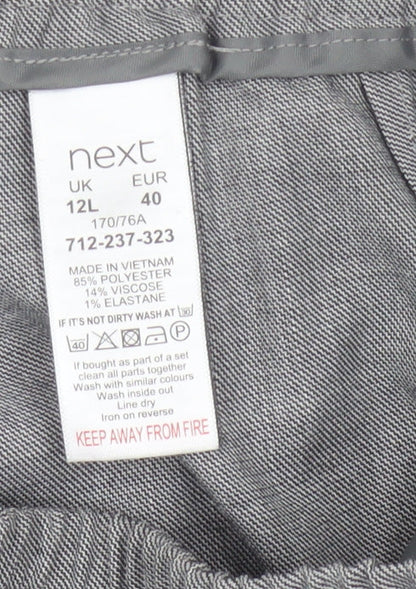 Next Women’s Grey Elastic Waist Pleated Straight Trousers Size 12L