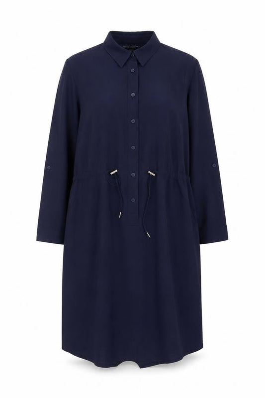 Front view of French Connection Women’s Navy Blue Collared Shirt Dress, size UK 6