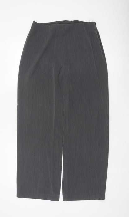 Next Women Grey Wide-Leg Dress Trousers Size 12 Regular