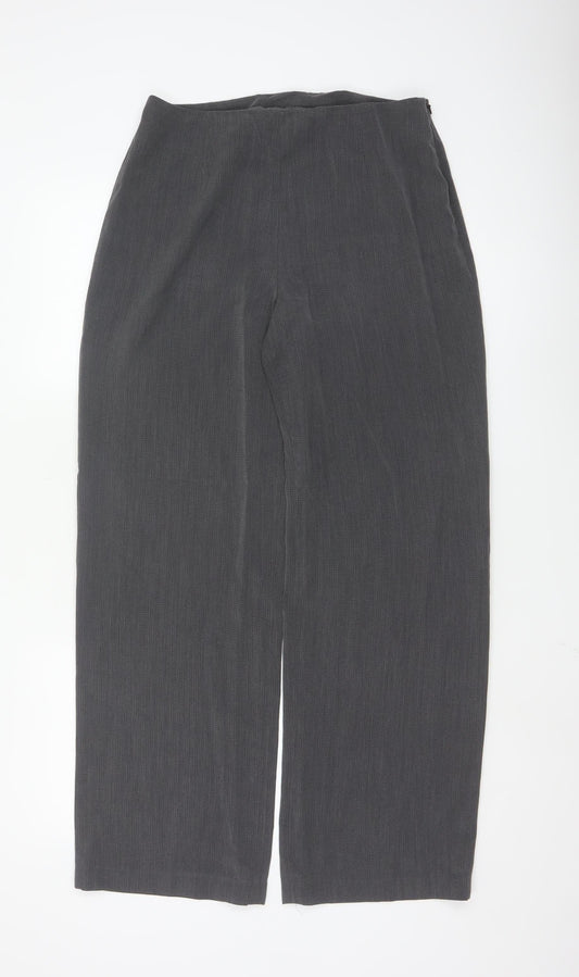 Next Women Grey Wide-Leg Dress Trousers Size 12 Regular