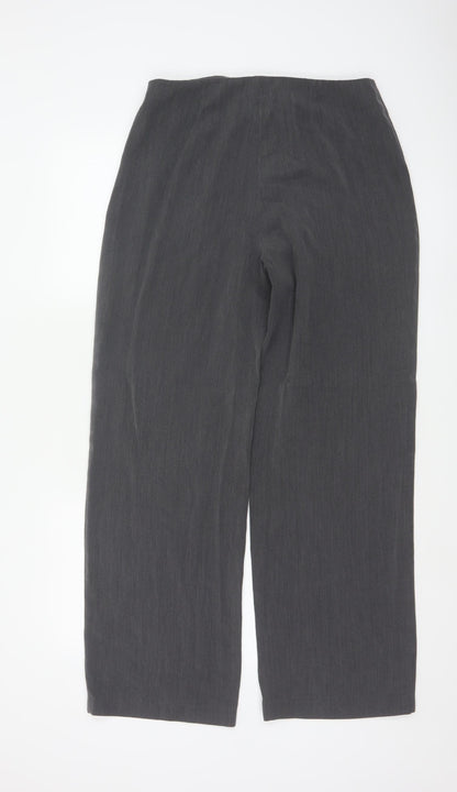 Next Women Grey Wide-Leg Dress Trousers Size 12 Regular