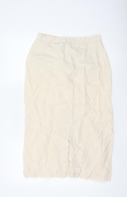 Dash Women Beige Linen Blend Midi Pencil Skirt Size 12