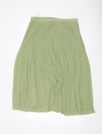Marks and Spencer Women Green Pleated Midi Skirt Size 14
